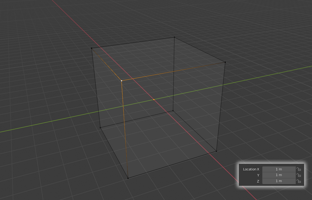 A geometric 3D model showing the highlighted corner of a perfect cube - a (0D) geometric point